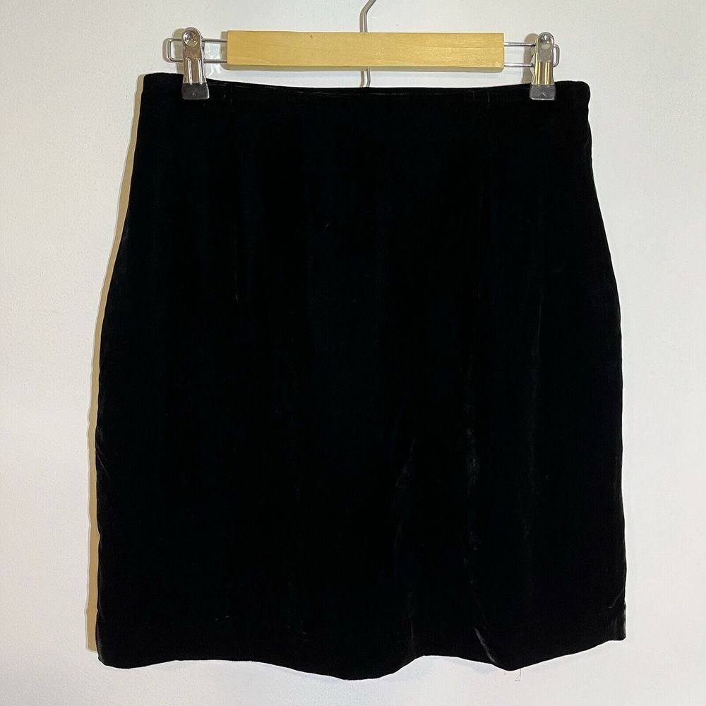 Classic Black Velvet Pencil Skirt